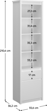 Otevřený regál 1D1S, bílá, ERODIN