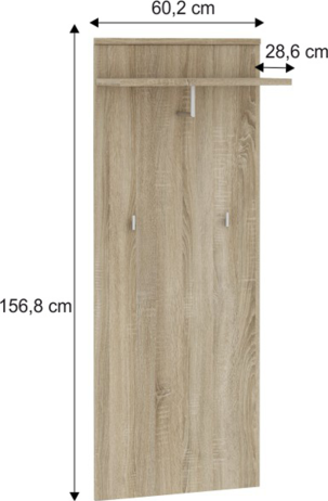 Panel s věšákem MARIO New Typ D-6, dub sonoma