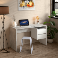 PC stůl, beton/bílý, TULIO NEW