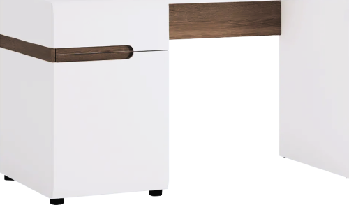 PC stůl LYNATET TYP 80, bílá vysoký lesk HG / dub sonoma tmavý truflový