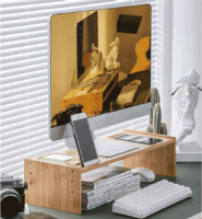 Podstavec pod monitor, bambus, bílá, ELARO TYP 3
