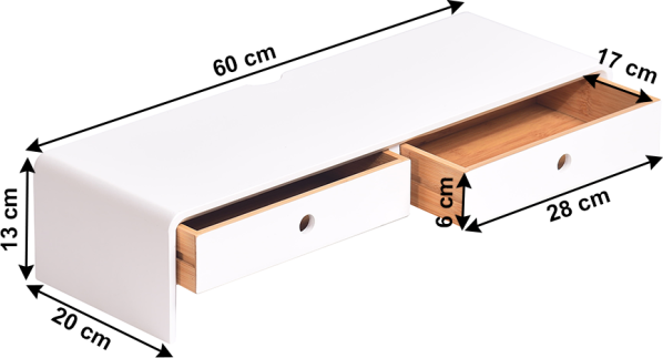 Podstavec pod monitor, bambus, bílá / přírodní, ELARO TYP 2