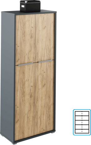 Policová skříň, grafit / dub artisan, RIOMA NEW TYP 07