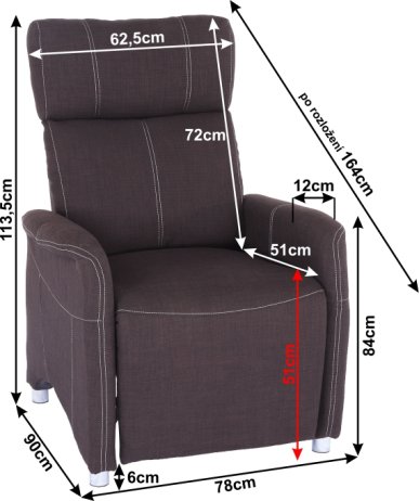 Polohovatelné TV křeslo FOREST, látka, čokoládová