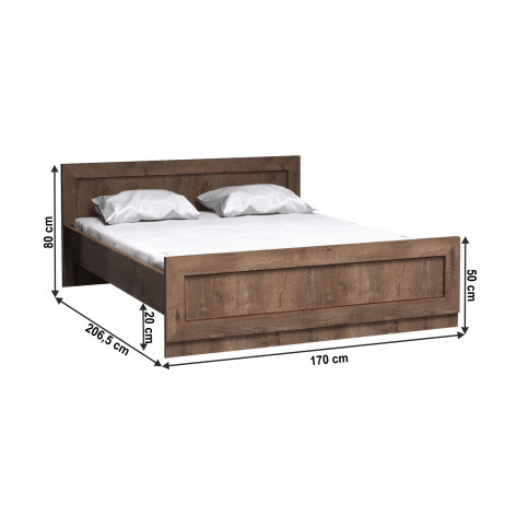 Postel s roštovými deskami TEDY Typ T20, 160x200 cm, dub lefkas