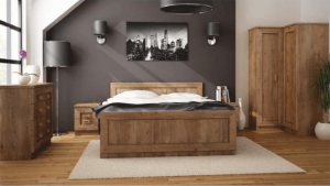 Postel s roštovými deskami TEDY Typ T20, 160x200 cm, dub lefkas