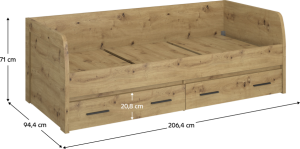 Postel 2S, 90x200, dub artisan, AIRON