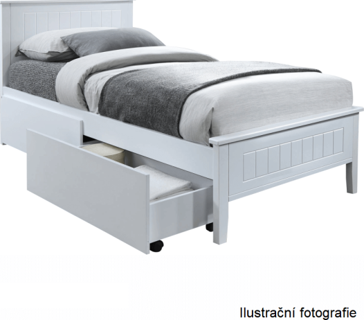 Postel bez zásuvných kontejnerů, bílá, 90x200, MIDEA