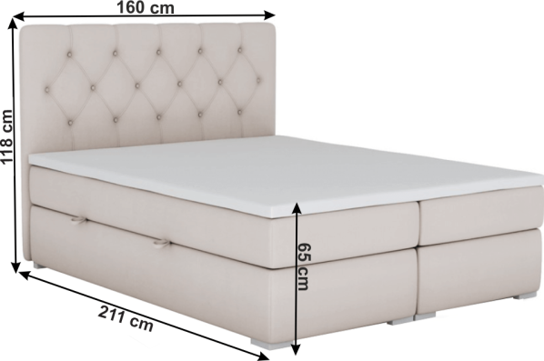 Postel ESHLY boxspring, béžová, 160x200