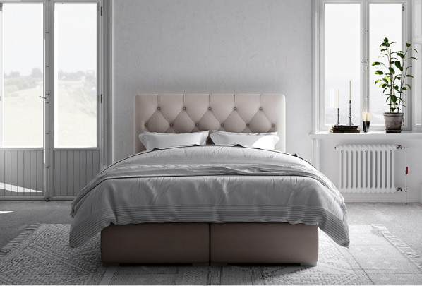 Postel ESHLY boxspring, béžová, 160x200
