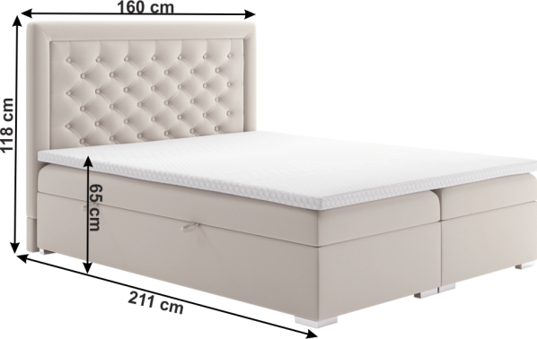 Postel DORMAN boxspring, krémová, 160x200