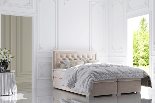 Postel DORMAN boxspring, krémová, 160x200