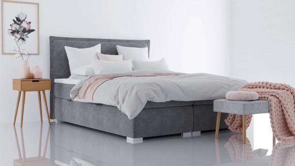 Postel MEGAN boxspring, šedá, 180x200