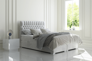 Postel FONDA boxspring, světle šedá, 160x200