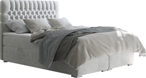 Postel FONDA boxspring, světle šedá, 180x200