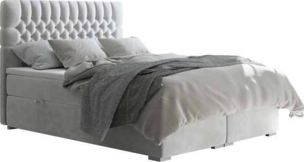Postel FONDA boxspring, světle šedá, 180x200