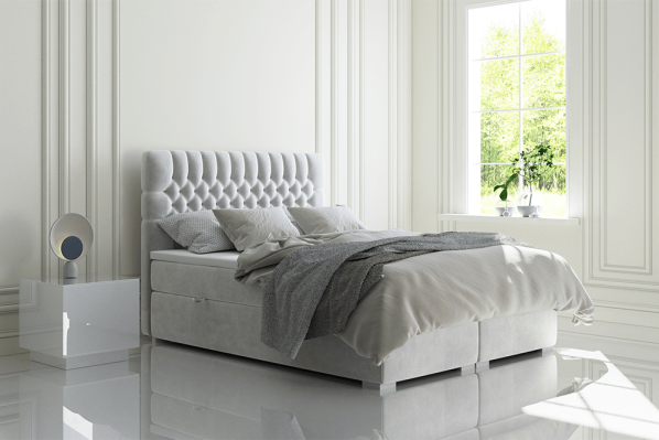 Postel FONDA boxspring, světle šedá, 180x200