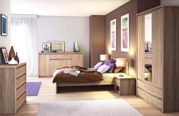 Postel NORTY, dub sonoma, 160x200 cm