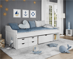Masivní postel s úložným prostorem MAXI NEW bílá