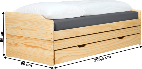 Masivní postel s přistýlkami FLOPY přírodní