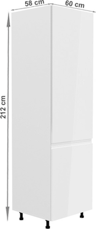 Potravinová skříňka, bílá / bílá extra vysoký lesk, pravá, AURORA D60R