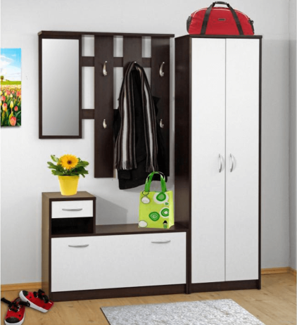 Předsíňová sestava MECKI, wenge / bílá