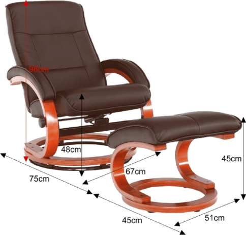 Hnědé relaxační křeslo RYAN, olše