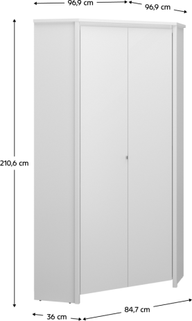 Rohová skříň 2D, bílá, ERODIN