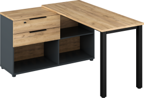 Rohový PC stůl, grafit/dub artisan, KLAUDIUS TYP 8