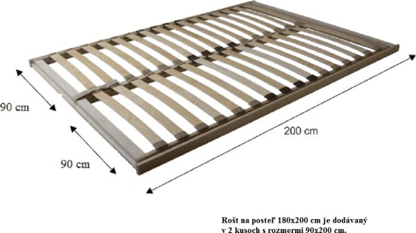 Rošt vyklápěcí, 180x200 cm, BASIC FLEX FRONT