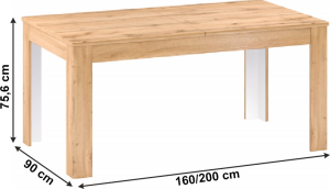 Rozkládací jídelní stůl, 160-200cm, dub apalačský, Pusan S