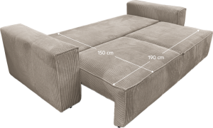 Rozkládací pohovka, béžová, HARPERA BIG SOFA