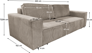 Rozkládací pohovka, béžová, HARPERA BIG SOFA