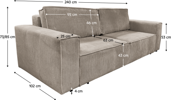 Rozkládací pohovka, béžová, HARPERA BIG SOFA
