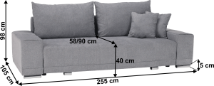 Rozkládací pohovka Kevan BIG SOFA, světle šedá