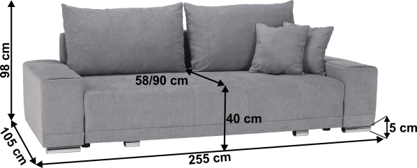 Rozkládací pohovka Kevan BIG SOFA, světle šedá