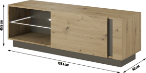 RTV stolek CITY 138, dub artisan / šedý grafit
