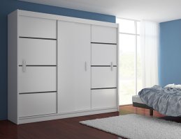 Skříň s posuvnými dveřmi MERINA 250, bílá / černá