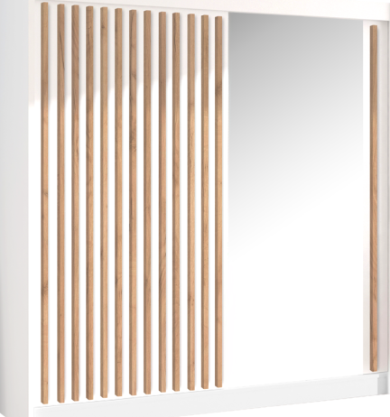 Skříň s posuvnými dveřmi, bílá/dub craft, 203x215 cm, LADDER