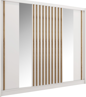 Skříň s posuvnými dveřmi, bílá/dub craft, 250x215 cm, LADDER