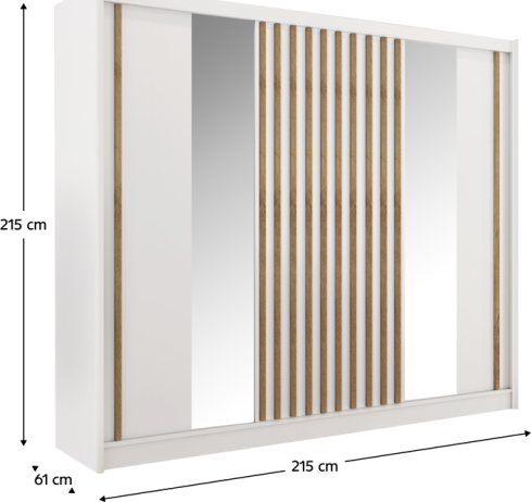 Skříň s posuvnými dveřmi, bílá/dub craft, 250x215 cm, LADDER