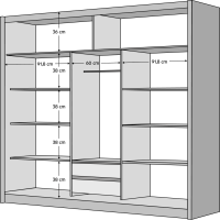 Skříň s posuvnými dveřmi, bílá/dub craft, 250x215 cm, LADDER