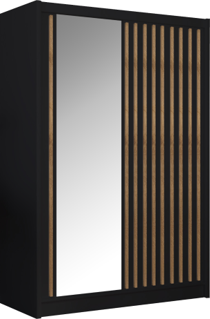 Skříň s posuvnými dveřmi, černá/dub craft, 150x215 cm, LADDER