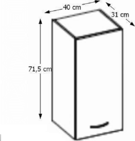 Skříňka horní, bílá vysoký lesk, PRADO 40G-72 1F