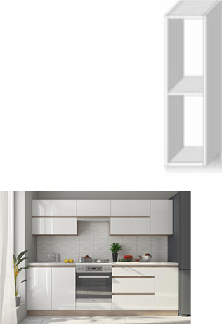 Skříňka horní otevřená, bílý vysoký lesk HG, LINE WHITE
