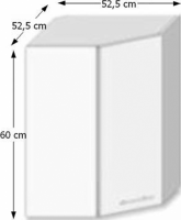 Skříňka horní rohová, bílý vysoký lesk HG, LINE WHITE
