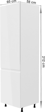 Skříňka na lednici, bílá / bílá extra vysoký lesk, levá, AURORA D60ZL
