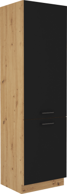 Skříňka na vestavěnou lednici, černý mat / dub artisan, Monro 60 LO-210 2F