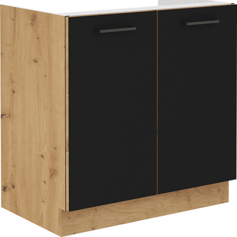 Spodní dřezová skříňka, černý mat / dub artisan, Monro 80ZL 2F BB