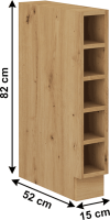 Spodní otevřená skříňka, černý mat / dub artisan, Monro 15 D OTW BB